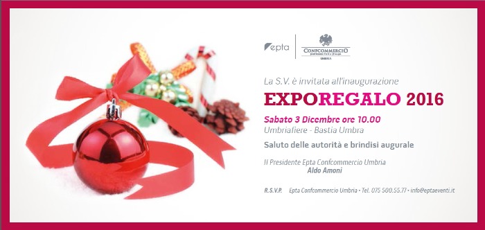 Arriva Expo Regalo 2016 con un’edizione tutta da vivere Dal 3 all’11 dicembre 2016 al centro Umbriafiere di Bastia Umbra (Pg)